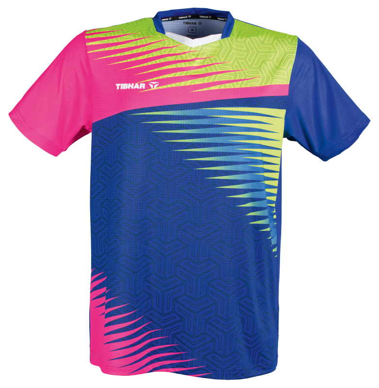 Tibhar shirt Azur roze/geel/blauw