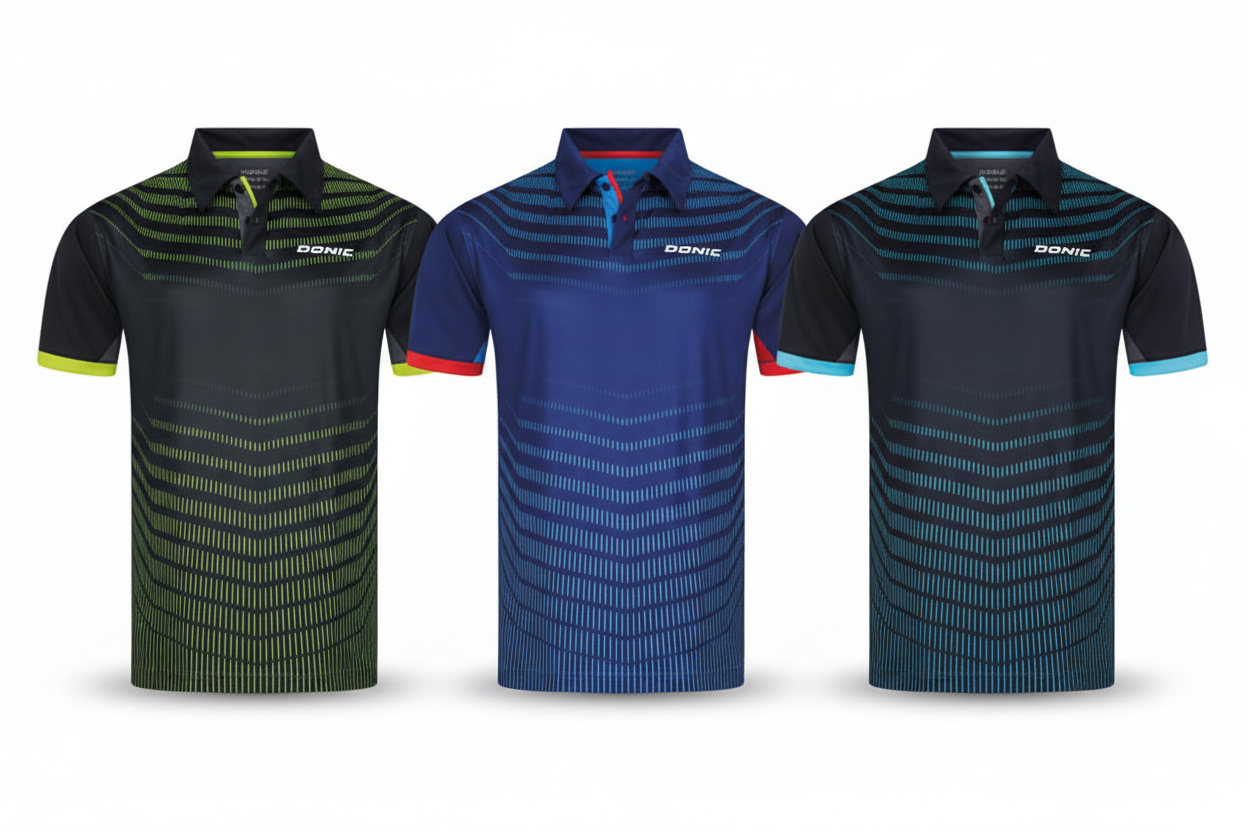 Donic Polo Shirts Naast Elkaar